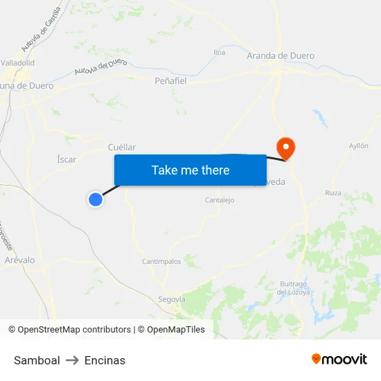 Samboal to Encinas map