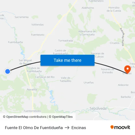 Fuente El Olmo De Fuentidueña to Encinas map