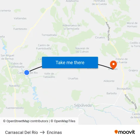 Carrascal Del Río to Encinas map