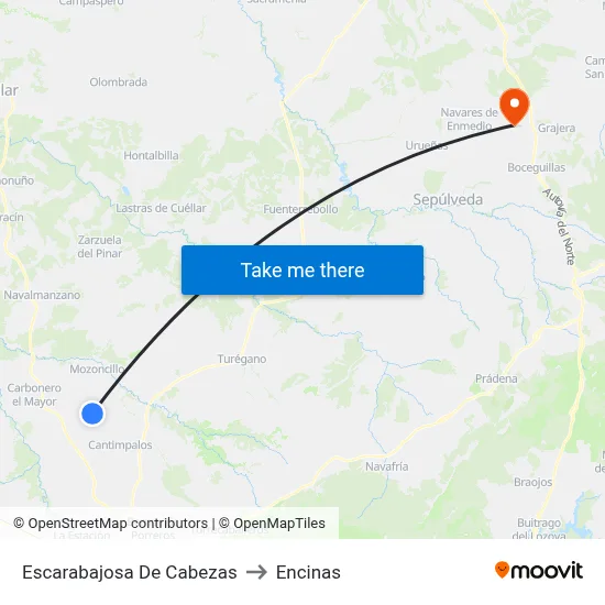 Escarabajosa De Cabezas to Encinas map