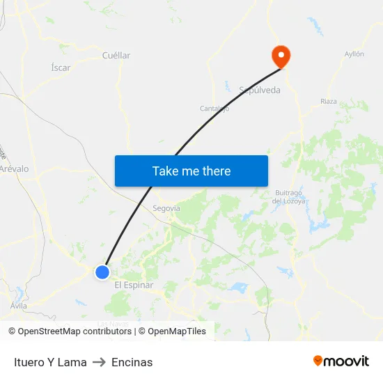 Ituero Y Lama to Encinas map