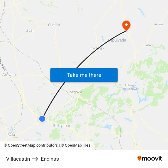 Villacastín to Encinas map
