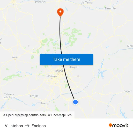 Villatobas to Encinas map