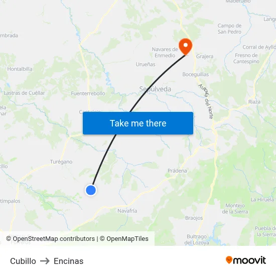 Cubillo to Encinas map