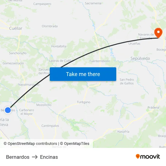 Bernardos to Encinas map