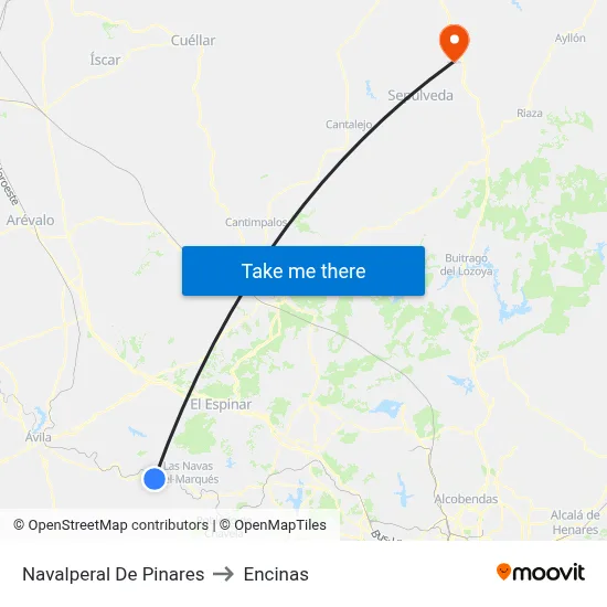 Navalperal De Pinares to Encinas map