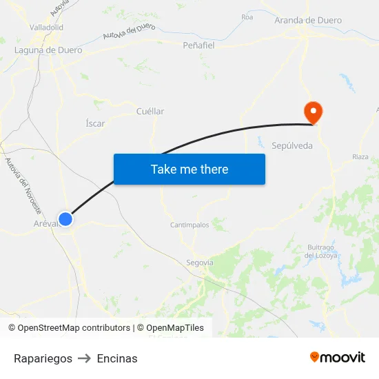 Rapariegos to Encinas map