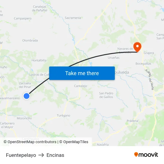 Fuentepelayo to Encinas map