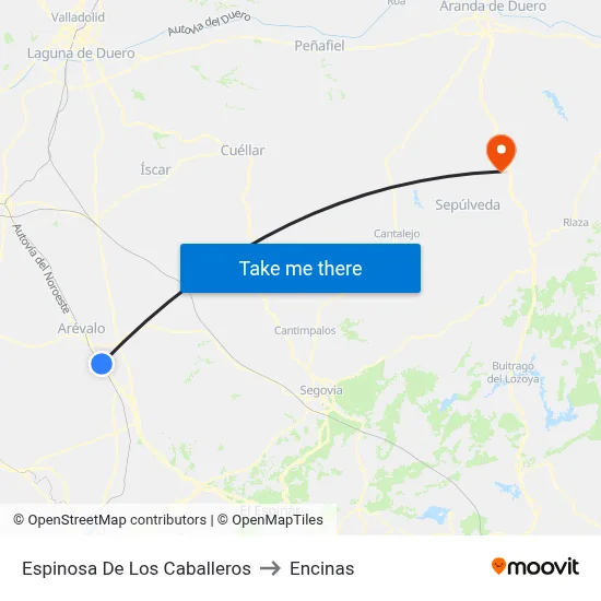 Espinosa De Los Caballeros to Encinas map