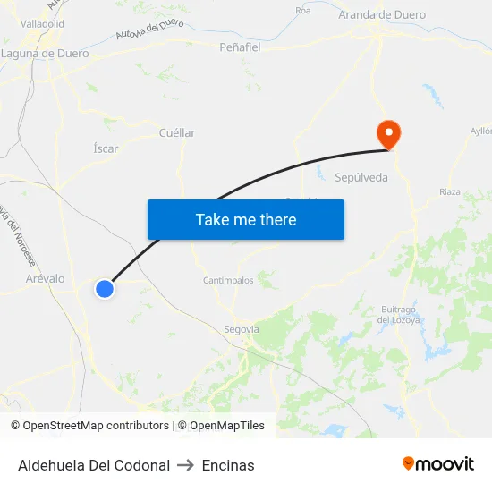 Aldehuela Del Codonal to Encinas map