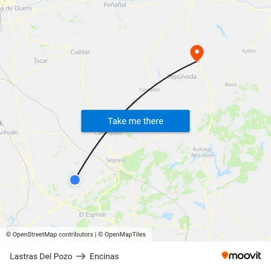 Lastras Del Pozo to Encinas map