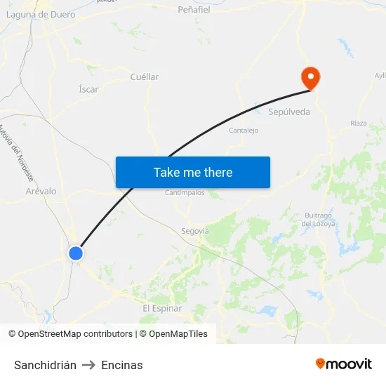 Sanchidrián to Encinas map