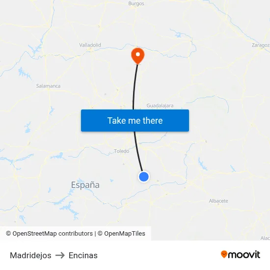 Madridejos to Encinas map