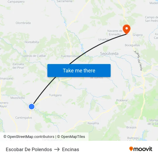Escobar De Polendos to Encinas map