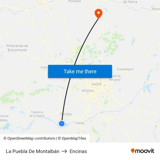 La Puebla De Montalbán to Encinas map