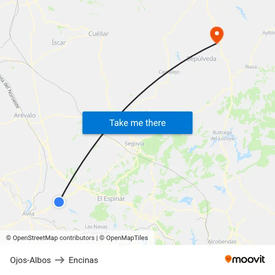 Ojos-Albos to Encinas map