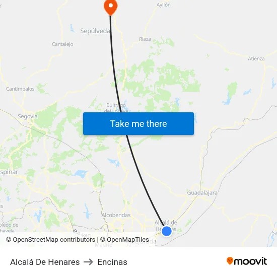 Alcalá De Henares to Encinas map