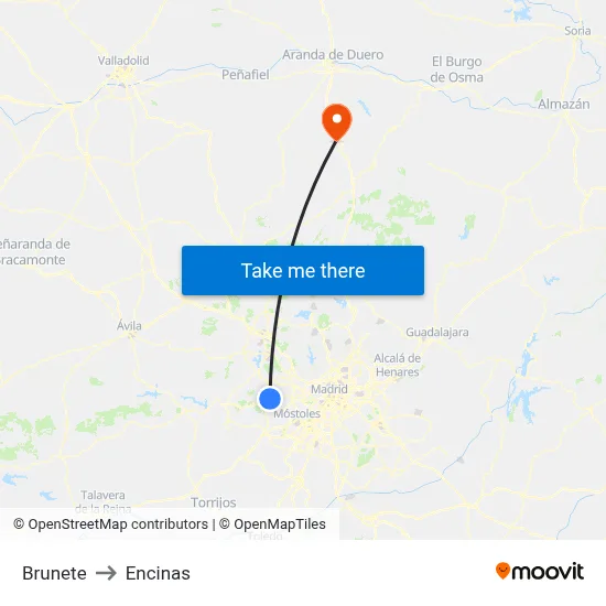 Brunete to Encinas map