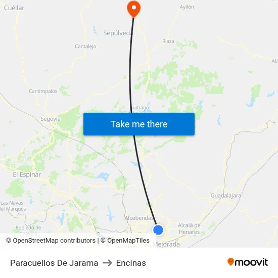 Paracuellos De Jarama to Encinas map