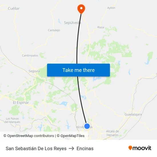 San Sebastián De Los Reyes to Encinas map