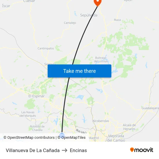 Villanueva De La Cañada to Encinas map