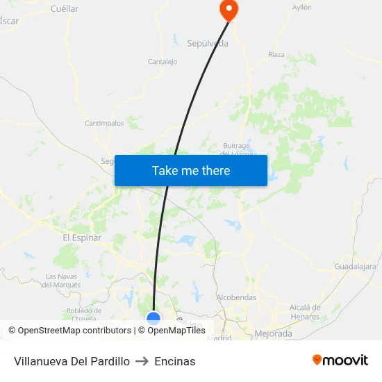 Villanueva Del Pardillo to Encinas map