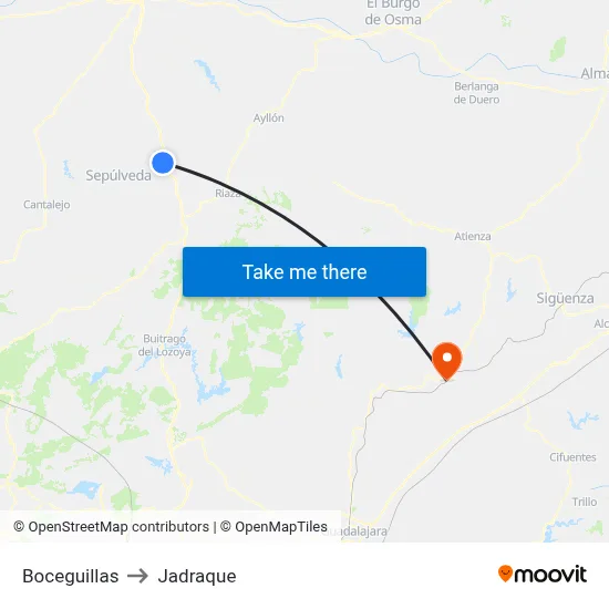 Boceguillas to Jadraque map