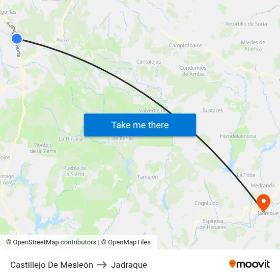 Castillejo De Mesleón to Jadraque map