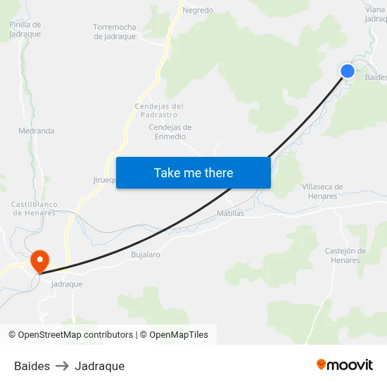 Baides to Jadraque map
