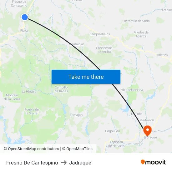 Fresno De Cantespino to Jadraque map