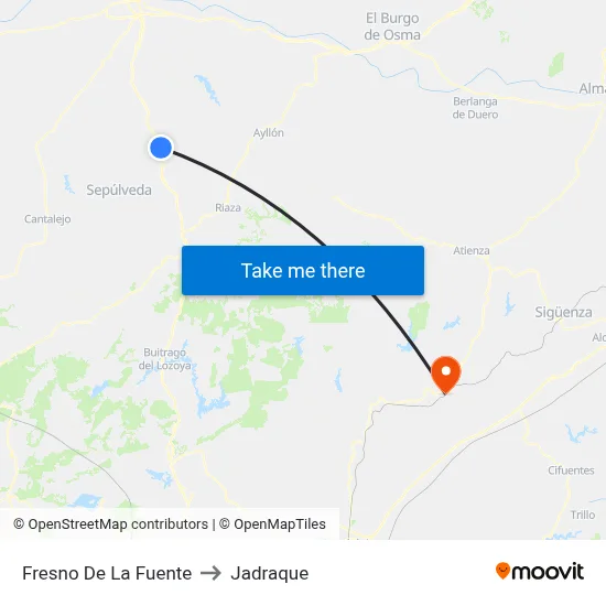 Fresno De La Fuente to Jadraque map