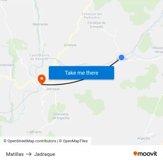 Matillas to Jadraque map