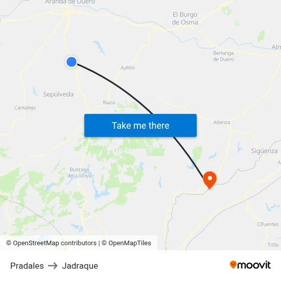 Pradales to Jadraque map