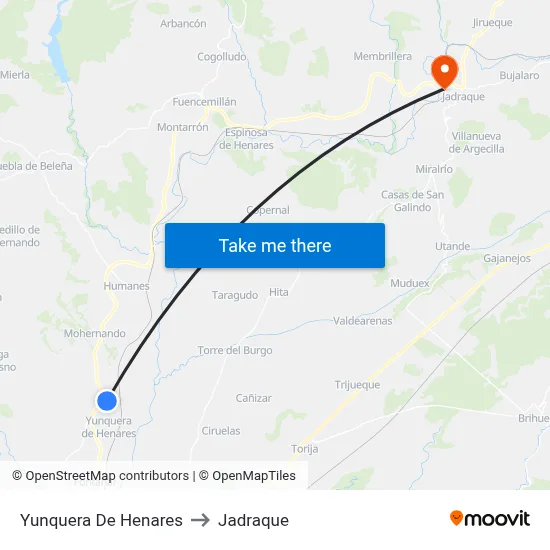 Yunquera De Henares to Jadraque map