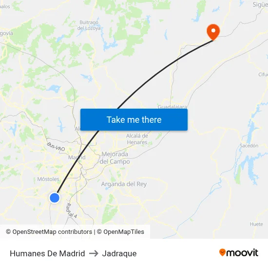 Humanes De Madrid to Jadraque map