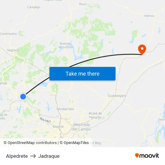 Alpedrete to Jadraque map