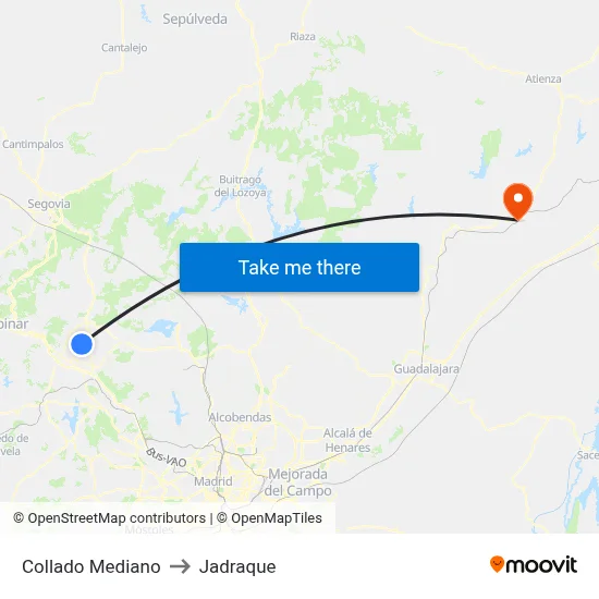 Collado Mediano to Jadraque map