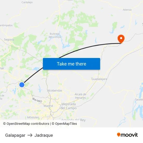 Galapagar to Jadraque map
