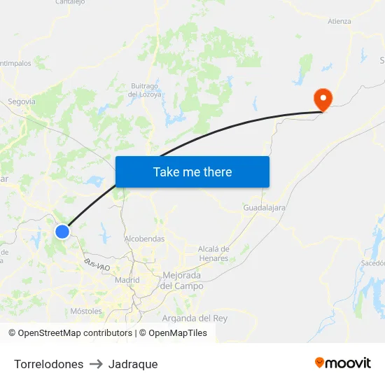 Torrelodones to Jadraque map