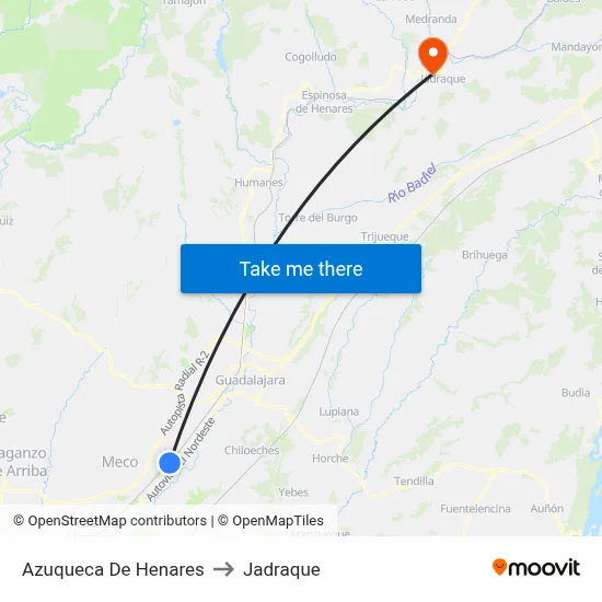 Azuqueca De Henares to Jadraque map