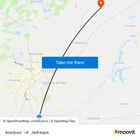 Aranjuez to Jadraque map