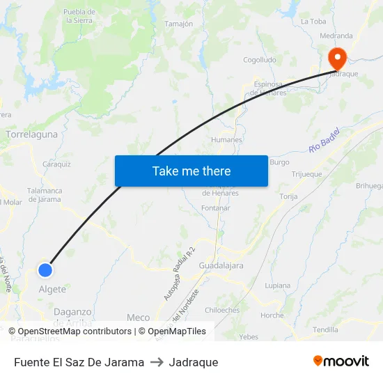 Fuente El Saz De Jarama to Jadraque map