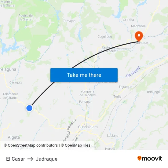 El Casar to Jadraque map