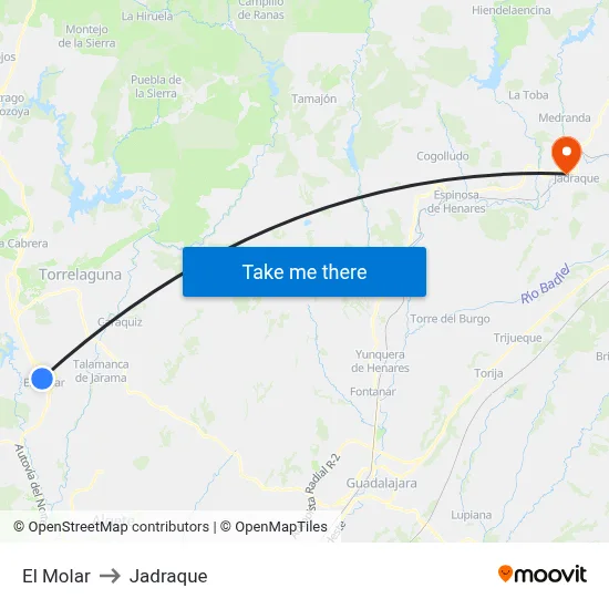El Molar to Jadraque map