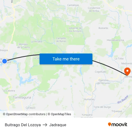 Buitrago Del Lozoya to Jadraque map