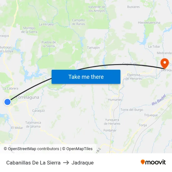 Cabanillas De La Sierra to Jadraque map