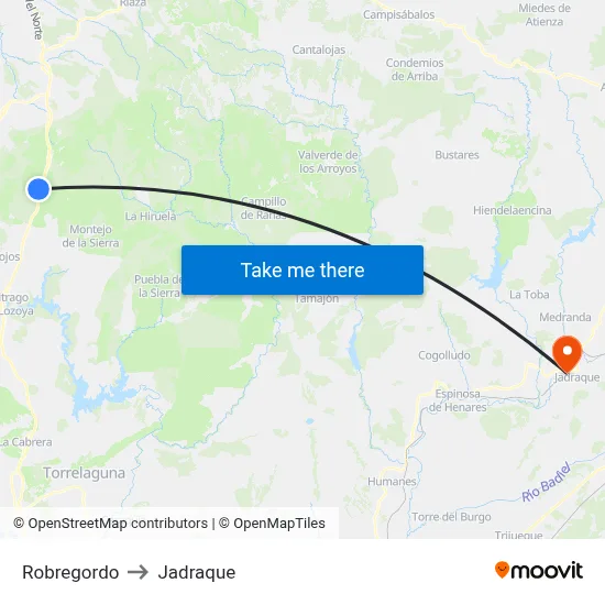 Robregordo to Jadraque map