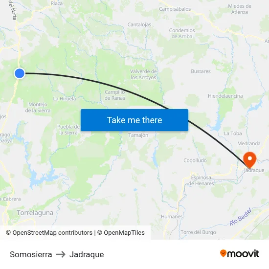 Somosierra to Jadraque map
