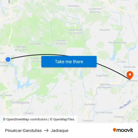 Pinuécar-Gandullas to Jadraque map