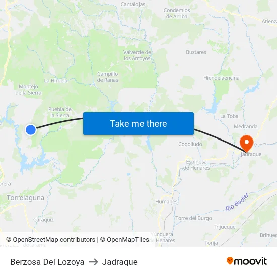 Berzosa Del Lozoya to Jadraque map
